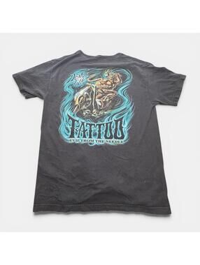 Y2K Demon Ink Tattoo T Shirt Flames Evil From The Needle Biker Goth Black XL